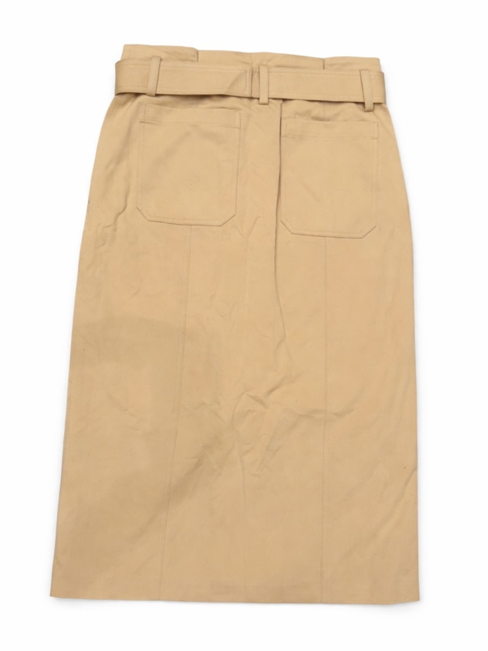 NWT A.L.C. Belted Cotton-Twill Midi Skirt in Latte Size 8 - Picture 13 of 16